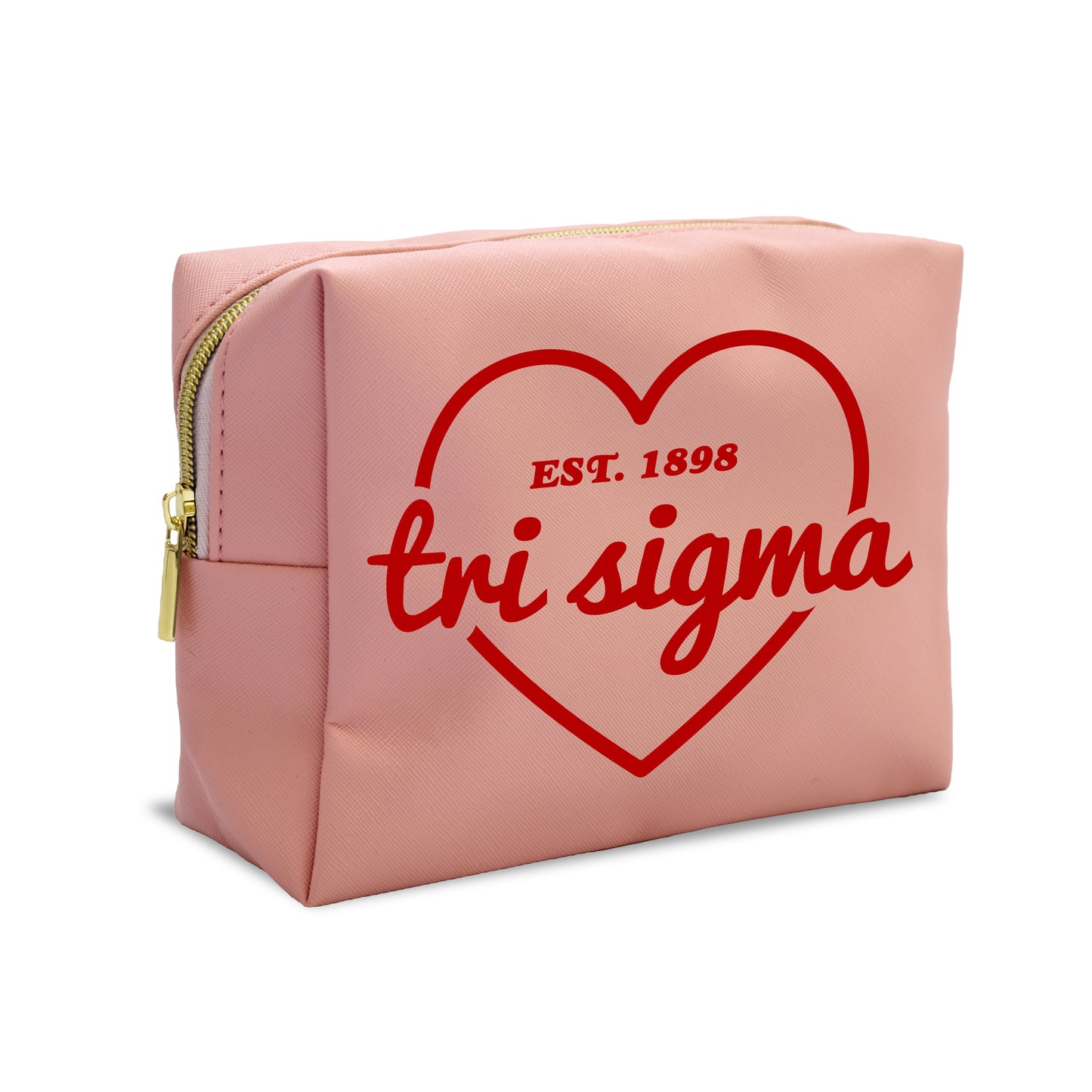 Sigma Sigma Sigma Pink w/Red Heart Makeup Bag