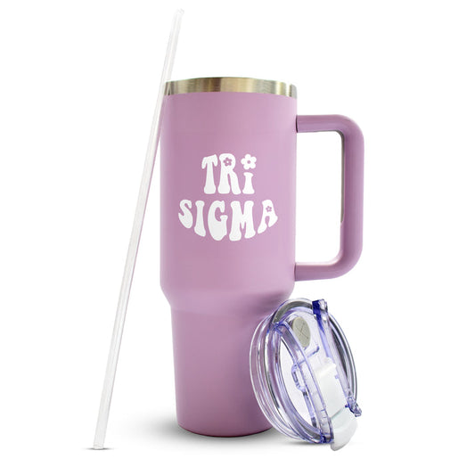 Sigma Sigma Sigma Tumbler - 40oz Stainless Steel with Handle