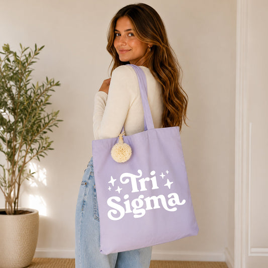Sigma Sigma Sigma Retro Pom Pom Tote Bag