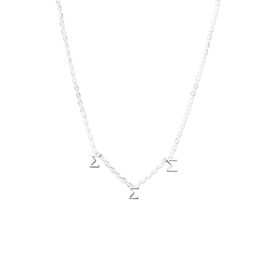 Tri Sigma Silver Greek Letters Necklace