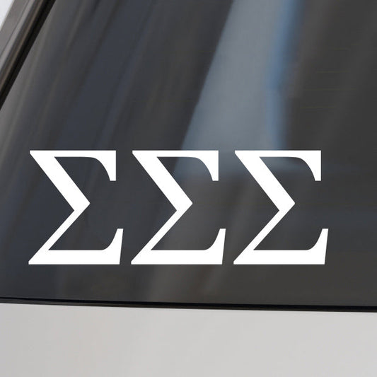 Tri Sigma Car Decal Sticker- Greek Letters Design