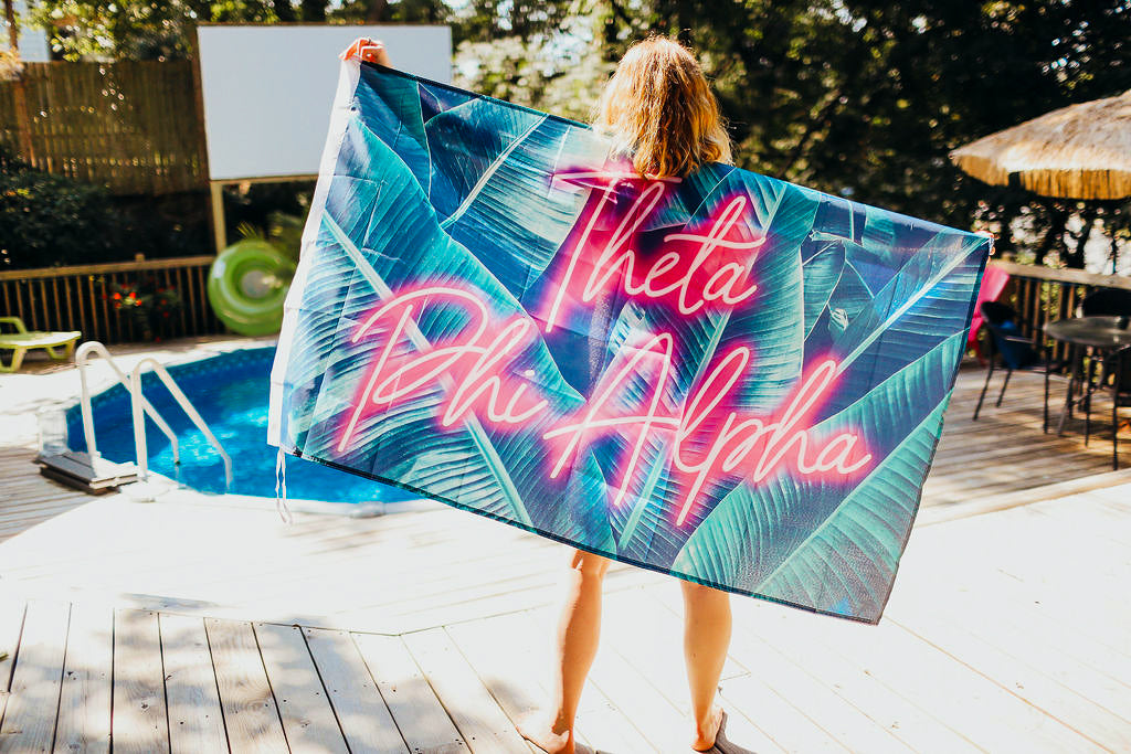 Theta Phi Alpha Neon Palm Flag