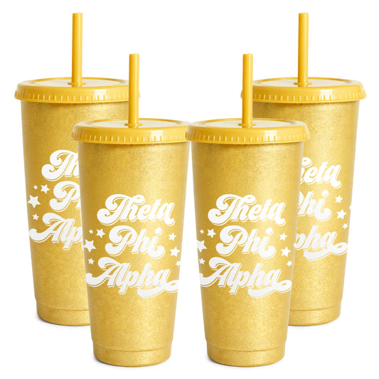 Theta Phi Alpha Glitter Color Changing Cup 4-Pack