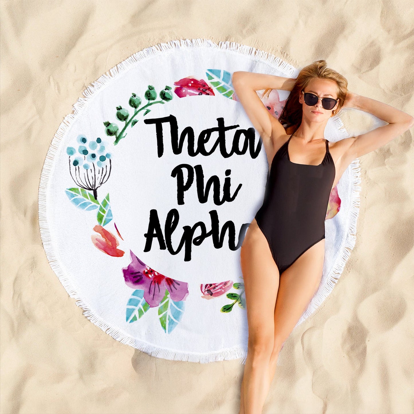 Theta Phi Alpha Towel - Floral Fringe Towel