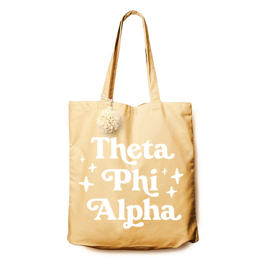 Theta Phi Alpha Retro Pom Pom Tote Bag