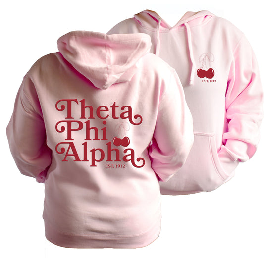 Theta Phi Alpha Hooded Sweatshirt with Cherries and Sorority Name