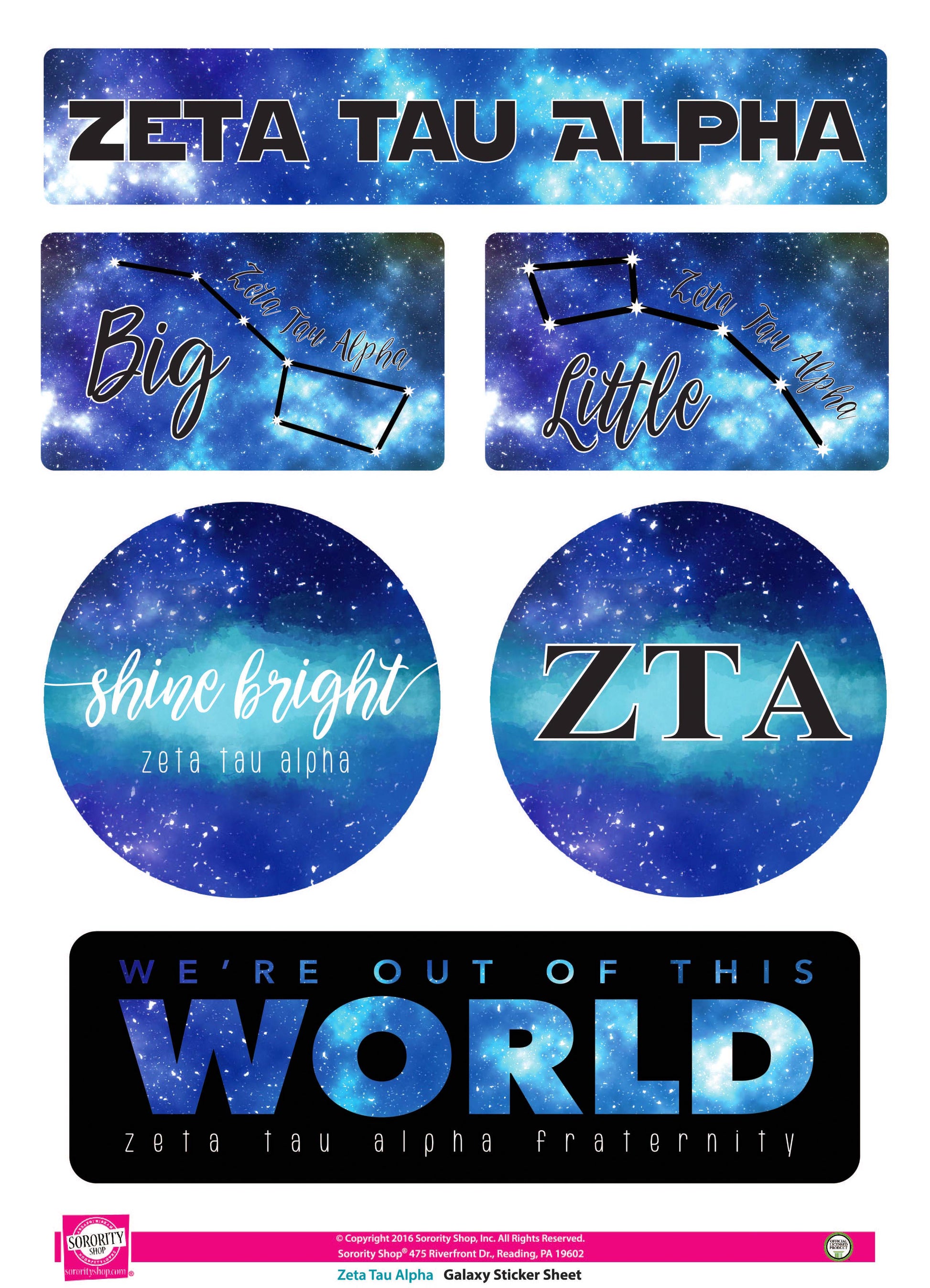 Zeta Tau Alpha Galaxy Stickers - Virginia Book Company