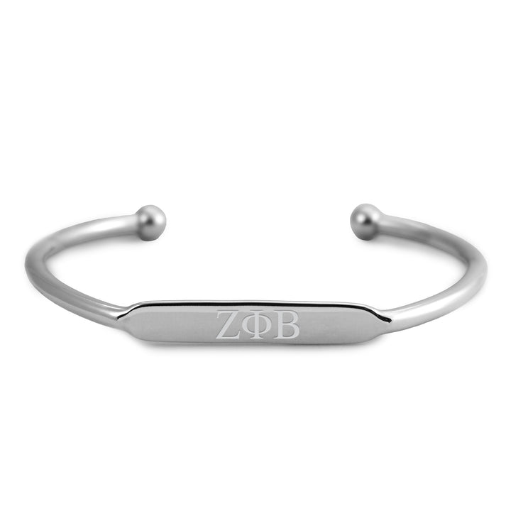 Zeta Phi Beta Sorority, Incorporated Bracelet- White Gold-Plated Bangle with Greek Letters