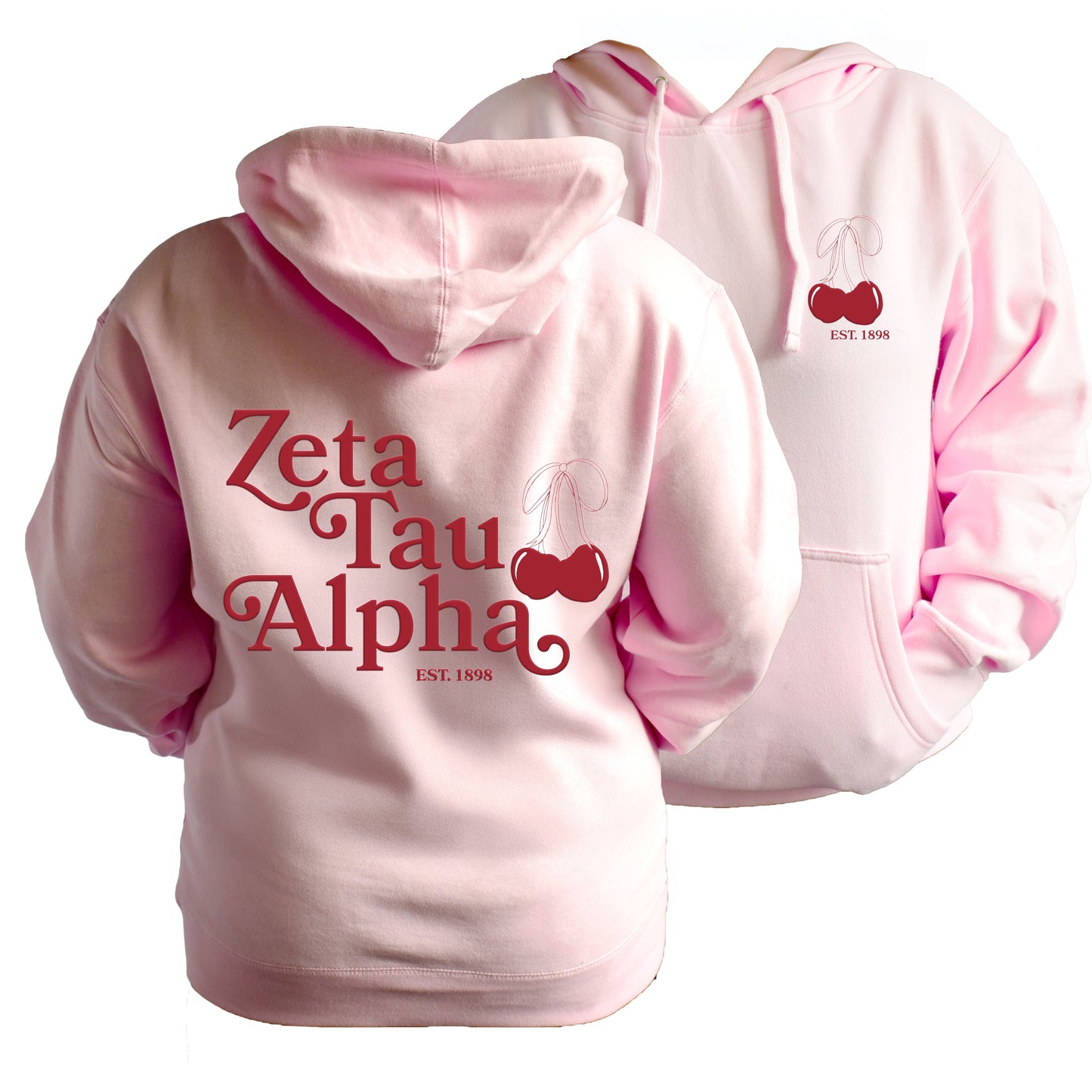 Zeta Tau Alpha Hooded Sweatshirt with Cherries and Sorority Name