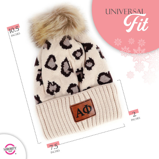 Alpha Chi Omega Leopard Design Beanie Hat