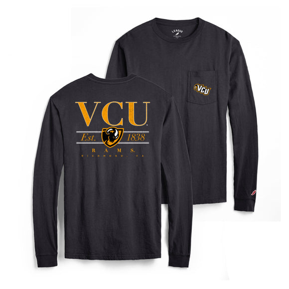 Youth Black VCU Rams Team Logo Stripes T-Shirt