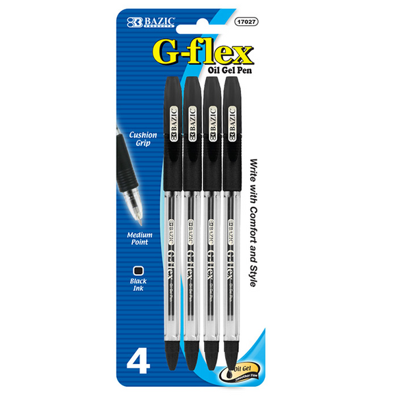 G-Flex Black Oil-Gel Ink Pen w/ Cushion Grip (4/Pack) - Virginia Book Company