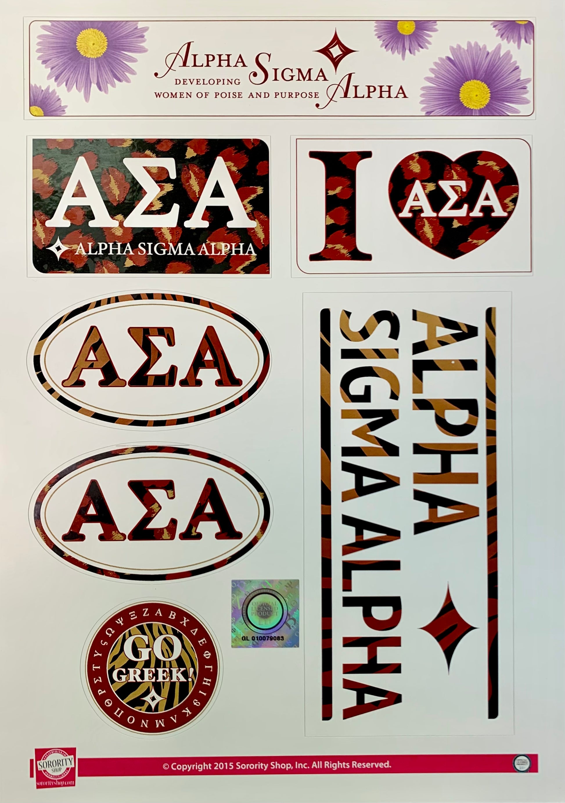 Alpha Sigma Alpha Sticker Sheet - Virginia Book Company