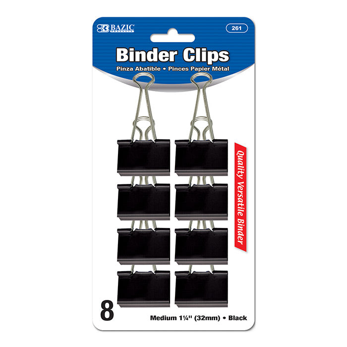 Medium 1 1/4" (32mm) Binder Clip (8 /Pack) - Virginia Book Company