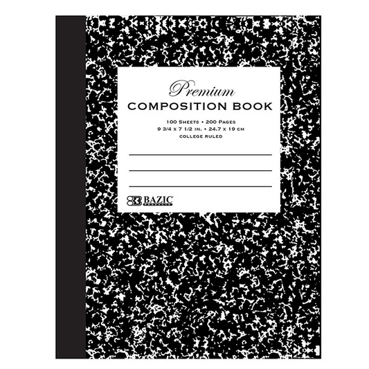 Composition Book C/R Black Marble Premium 100 Ct. - Virginia Book Company