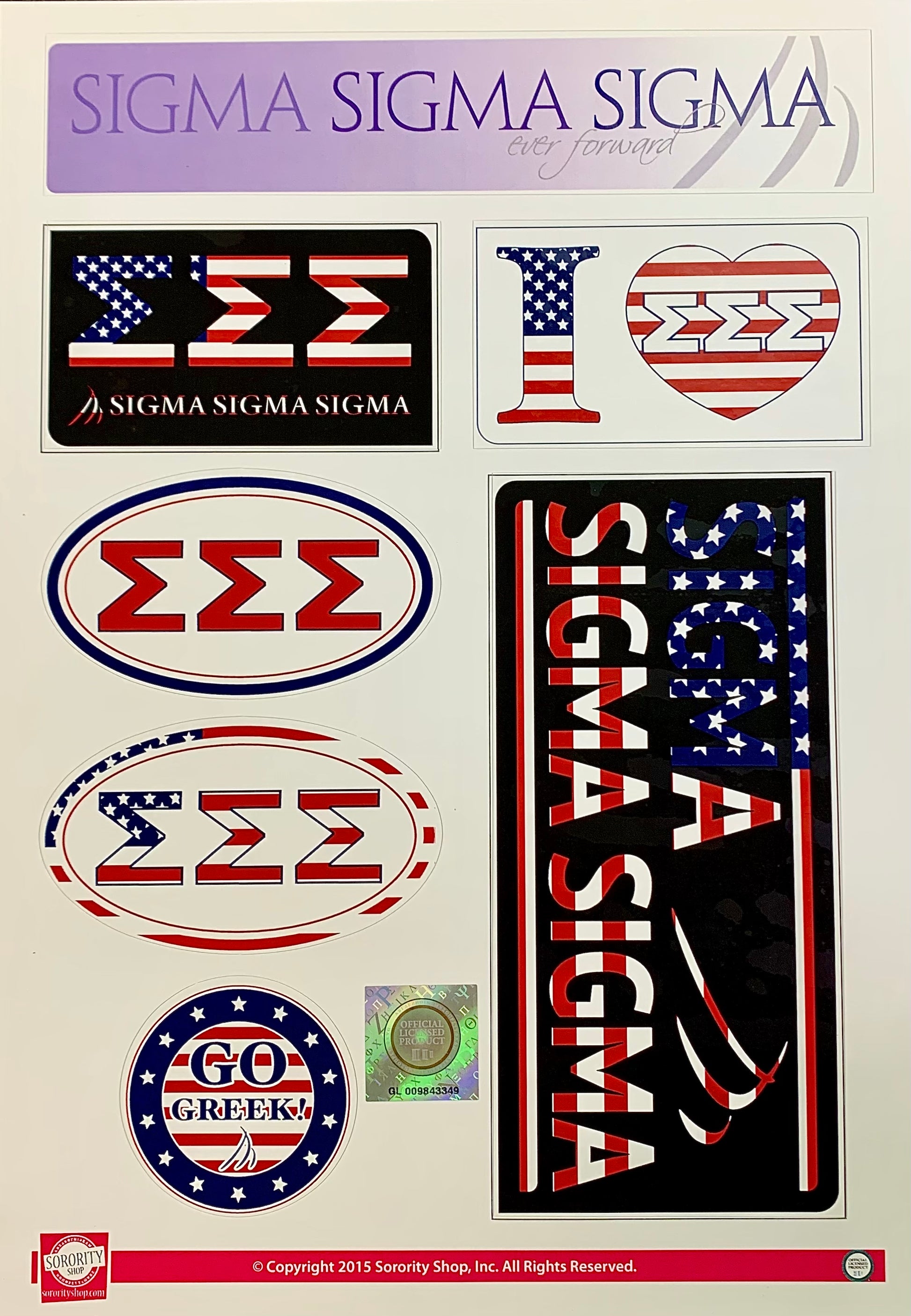 Sigma Sigma Sigma Sticker Sheet - Virginia Book Company
