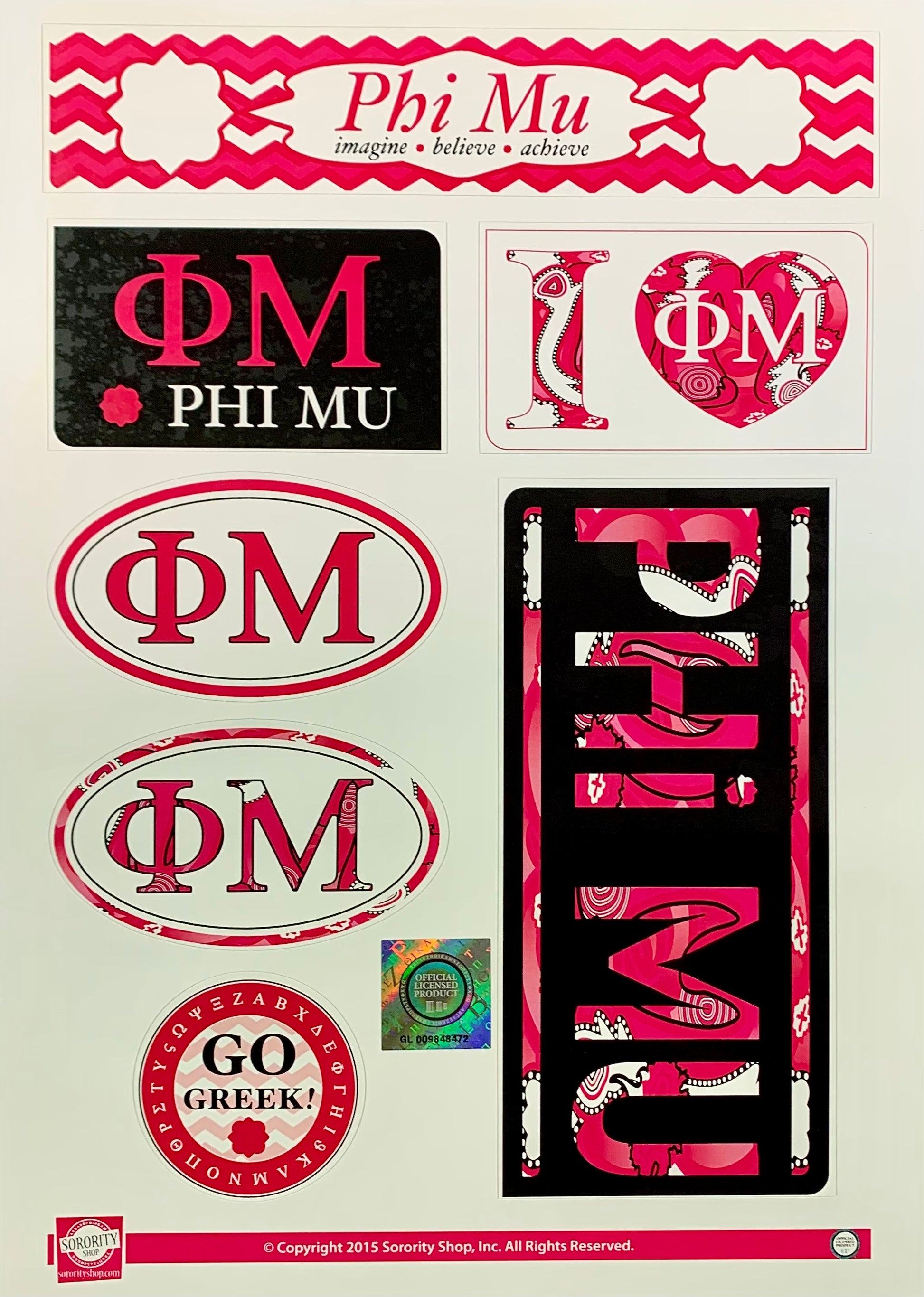 Phi Mu Sticker Sheet - Virginia Book Company