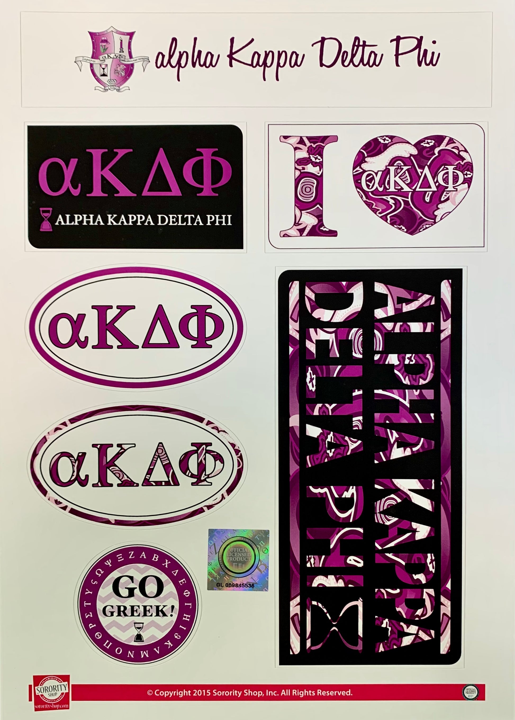 Alpha Kappa Delta Phi Sticker Sheet - Virginia Book Company