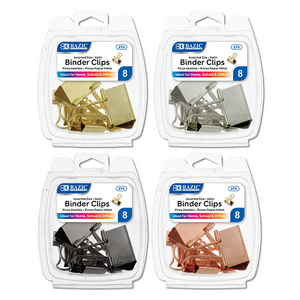BAZIC Assorted Size Satin Binder Clip (8/Pack) - Virginia Book Company