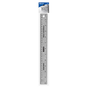 BAZIC 12" (30cm) Stainless Steel Ruler w/ Non Skid Back - Virginia Book Company