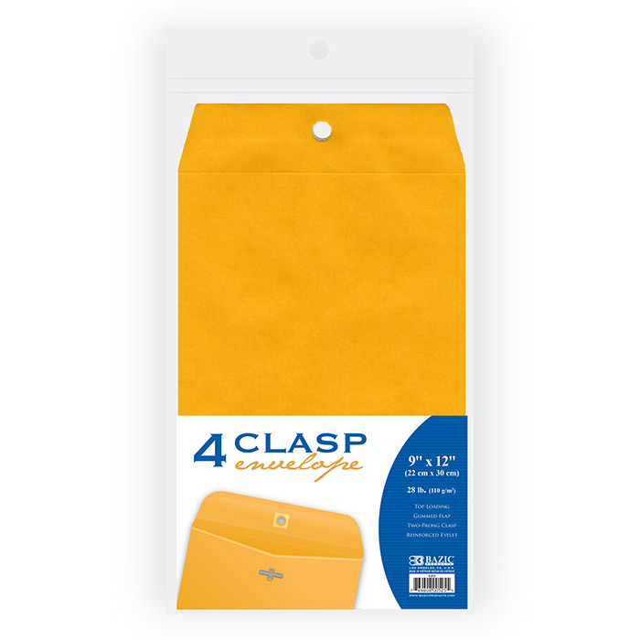 BAZIC 9" X 12" Clasp Envelope (4/Pack) - Virginia Book Company