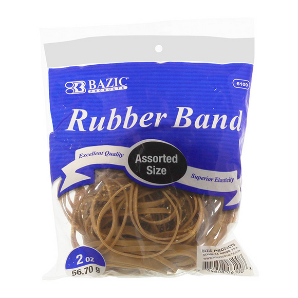 BAZIC 2 Oz./ 56.70 g Assorted Sizes Rubber Bands - Virginia Book Company