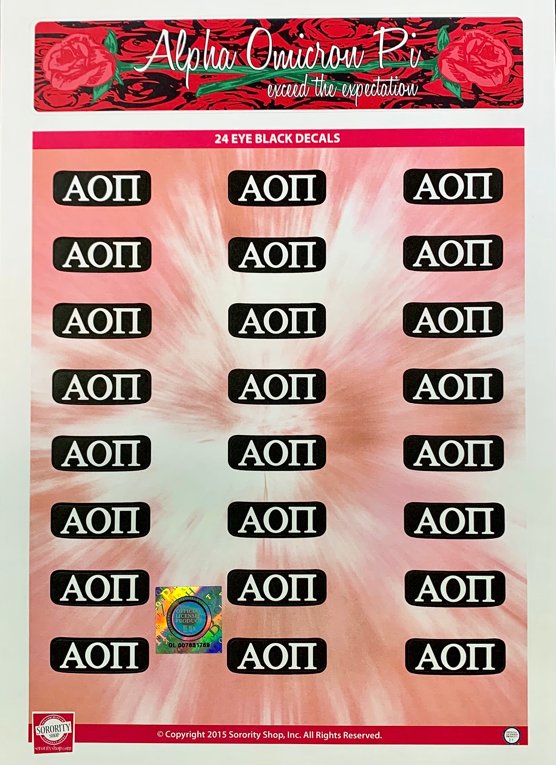 Alpha Omicron Pi Sticker Sheet - Virginia Book Company