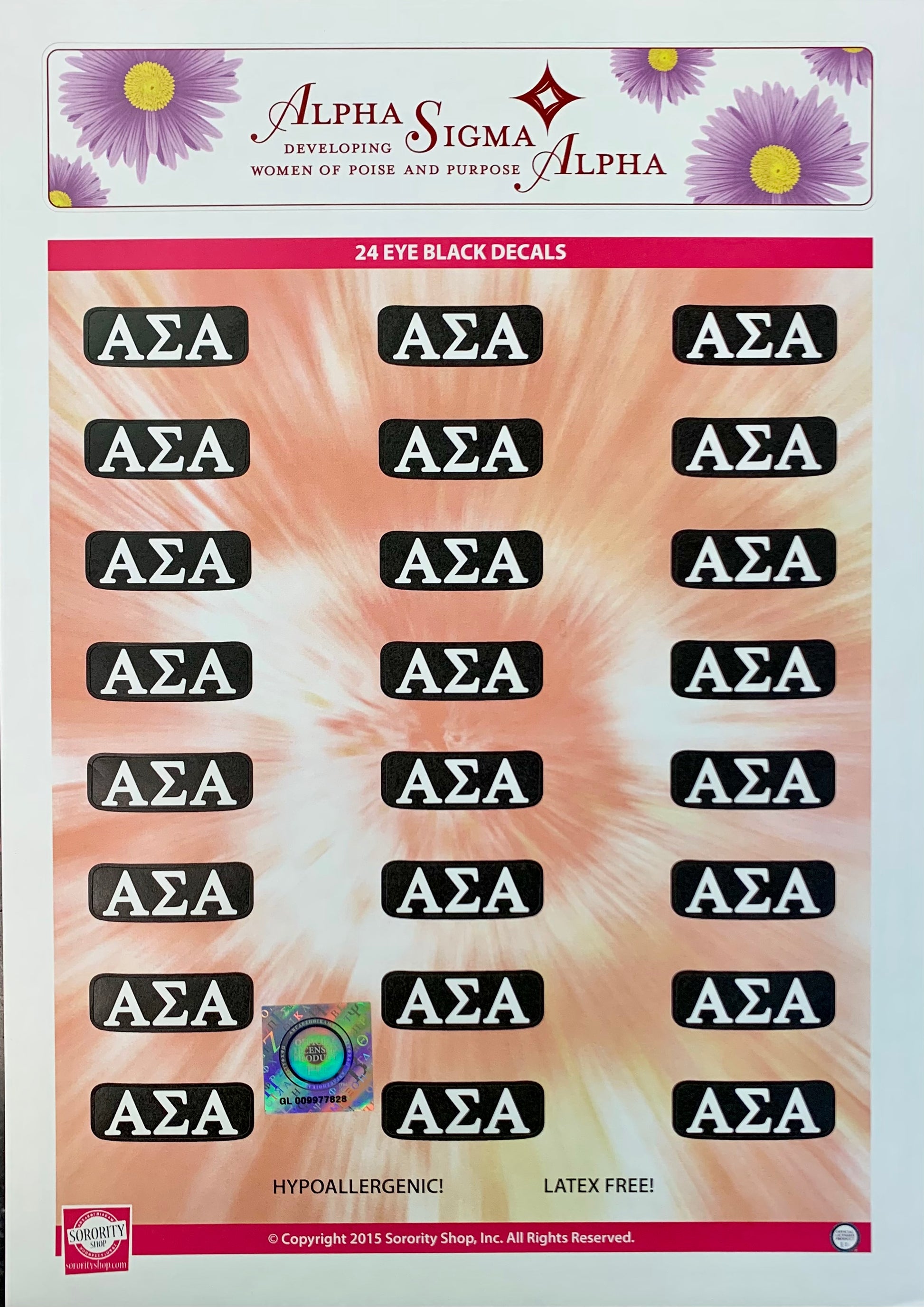 Alpha Sigma Alpha Sticker Sheet - Virginia Book Company