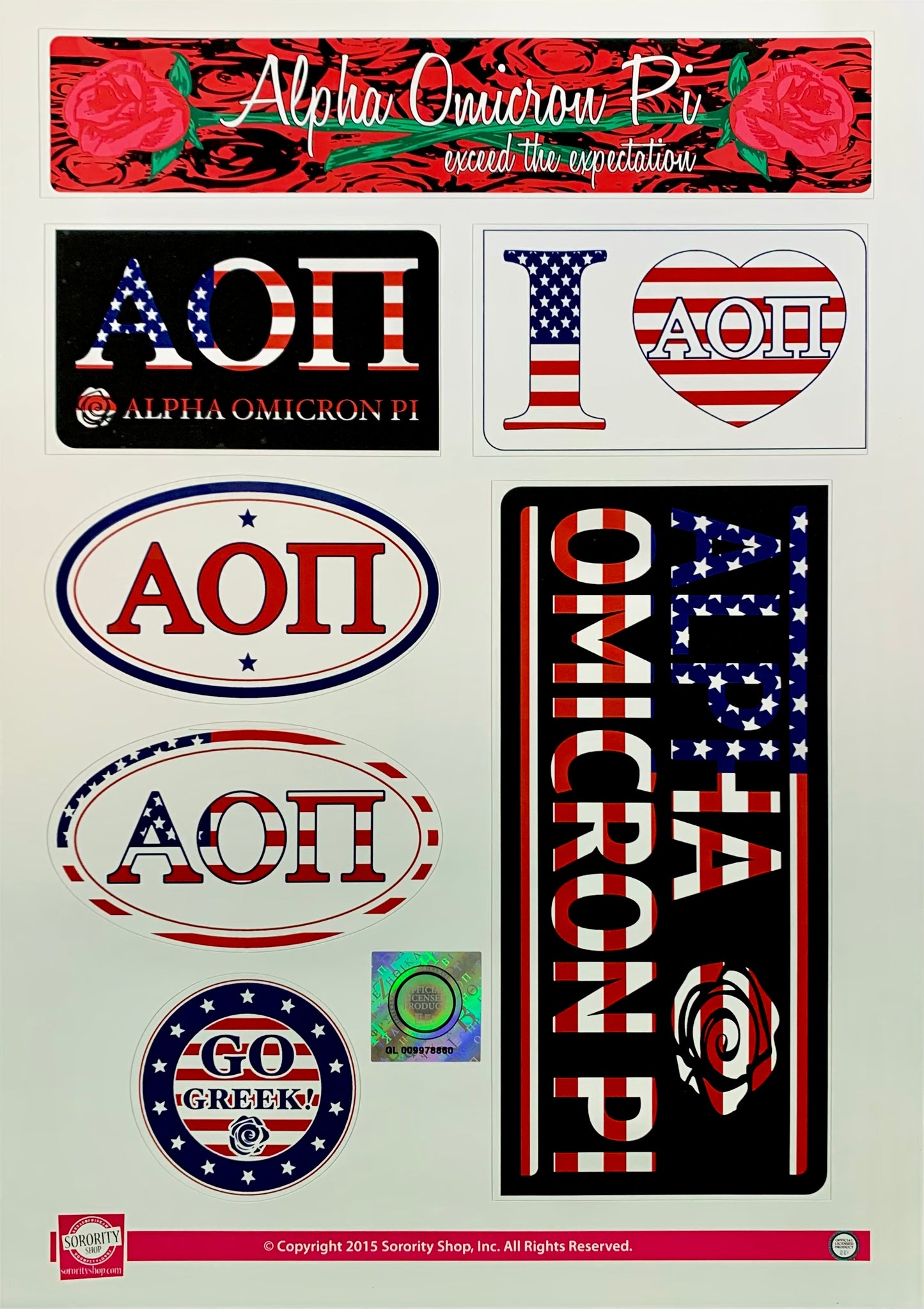 Alpha Omicron Pi Sticker Sheet - Virginia Book Company