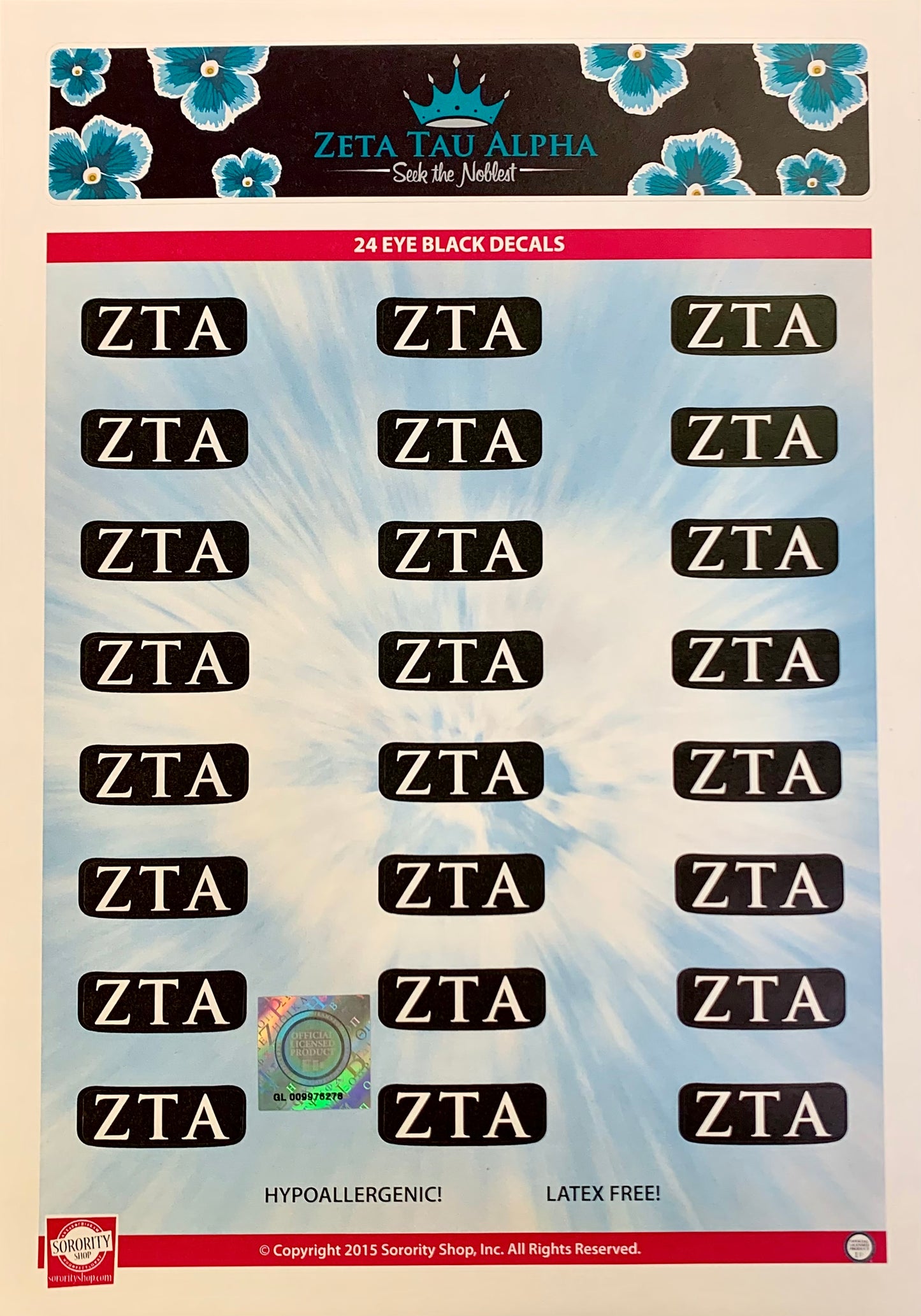 Zeta Tau Alpha Sticker Sheet - Virginia Book Company