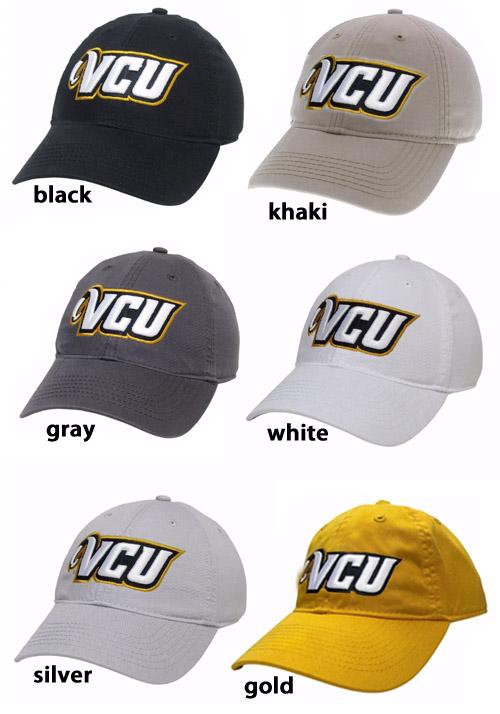 VCU Adjustable Hat Black Gray Grey Gold Khaki Silver White 