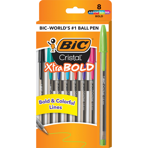 Bic Cristal Xtra Bold Ballpoint Pen 8 count - Virginia Book Company