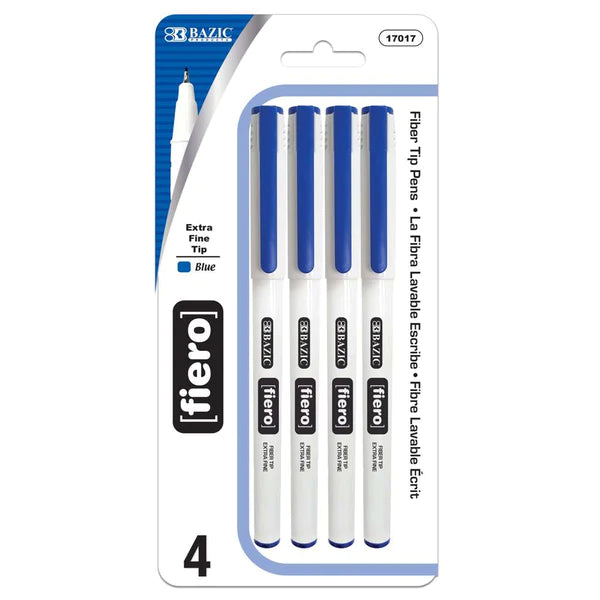 BAZIC Fiero Blue Fiber Tip Fineliner Pen (4/Pack) - Virginia Book Company