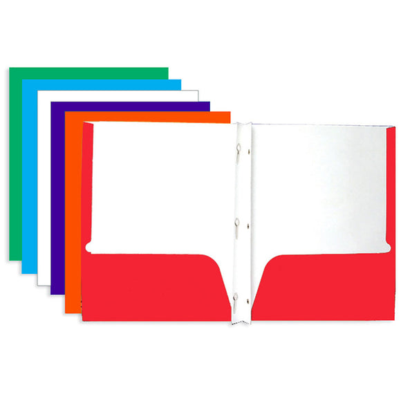 BAZIC Laminated Bright Glossy Color 2-Pocket Portfolios w/ 3-Prong Fastener - Virginia Book Company