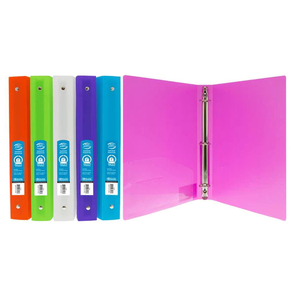BAZIC 1" Matte Bright Color Poly 3-Ring Binder w/ Pocket - Virginia Book Company