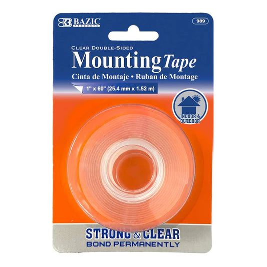 BAZIC 1" X 60" Double Sided Clear Mounting Tape - Virginia Book Company