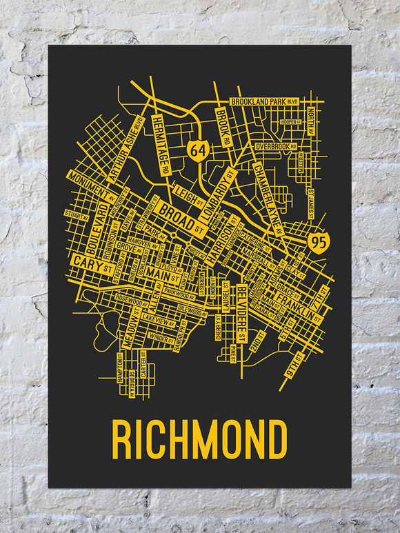 Richmond VA Street Map Poster - Virginia Book Company