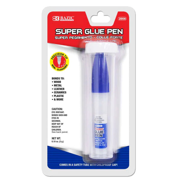BAZIC 0.10 oz (3g) Super Glue Pen w/ Precision Tip Applicator - Virginia Book Company